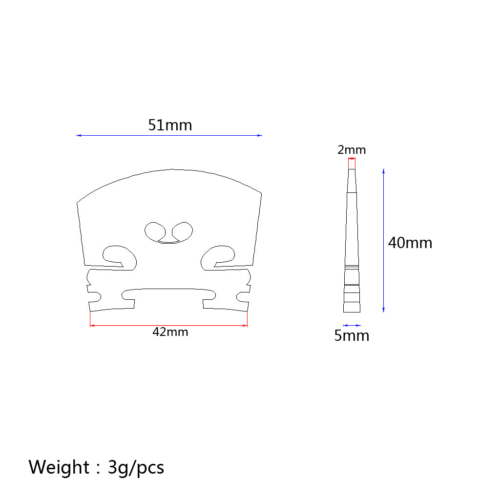 Adjustable Violin Bridge Maple, 4/4 Size Violin Fitted Bridge Parts for 4/4 Size Violin