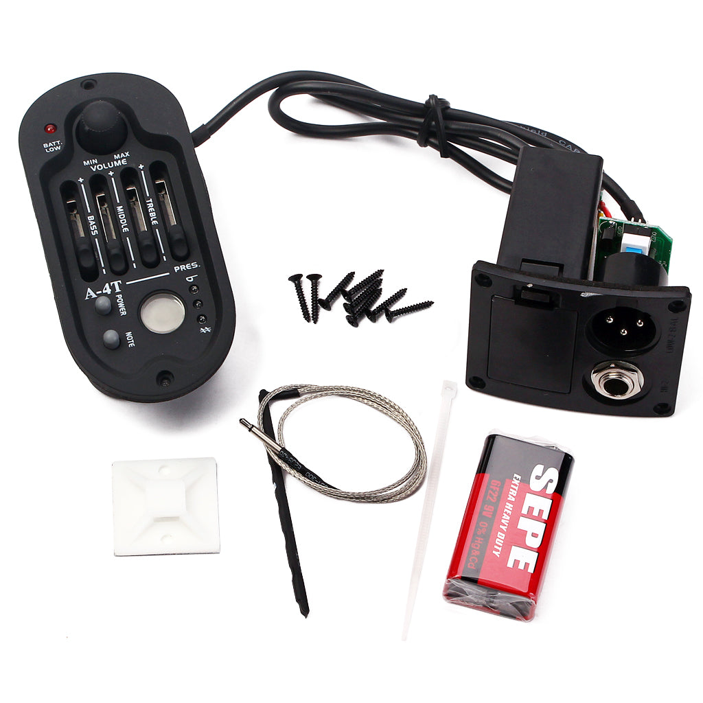 Acoustic 4Band EQ Equalizer Guitar Preamp Piezo Pickup Amplifier Chromatic Tuner(Without battery)