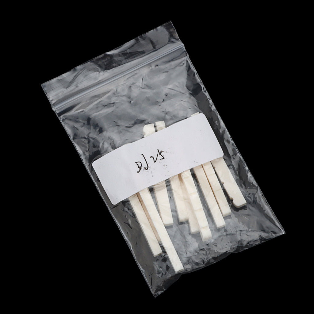 10Pcs 42mm Guitar Nut Slotted Bone Nut for 6 String Strat Tele Electric Guitar,Flat Bottom