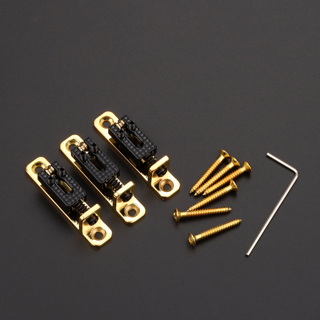 3Pcs/Set Individual Single Roller Saddle Guitar Bridge for Electric Guitar Gold