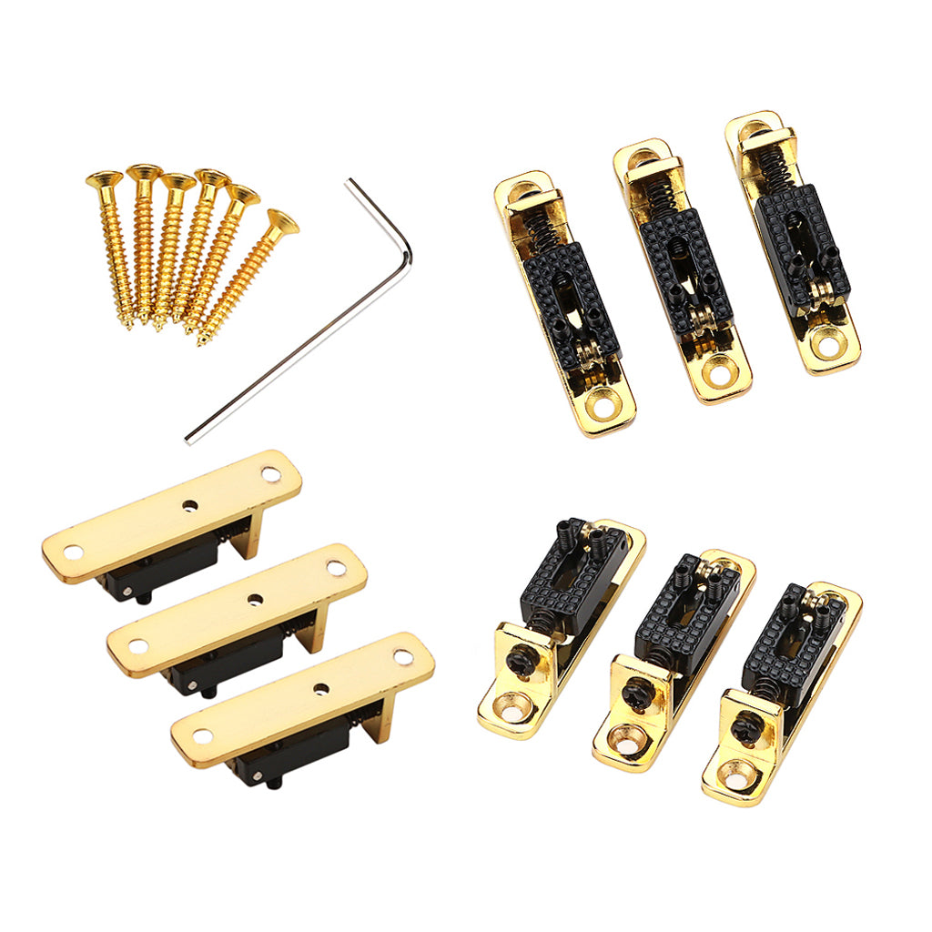 3Pcs/Set Individual Single Roller Saddle Guitar Bridge for Electric Guitar Gold