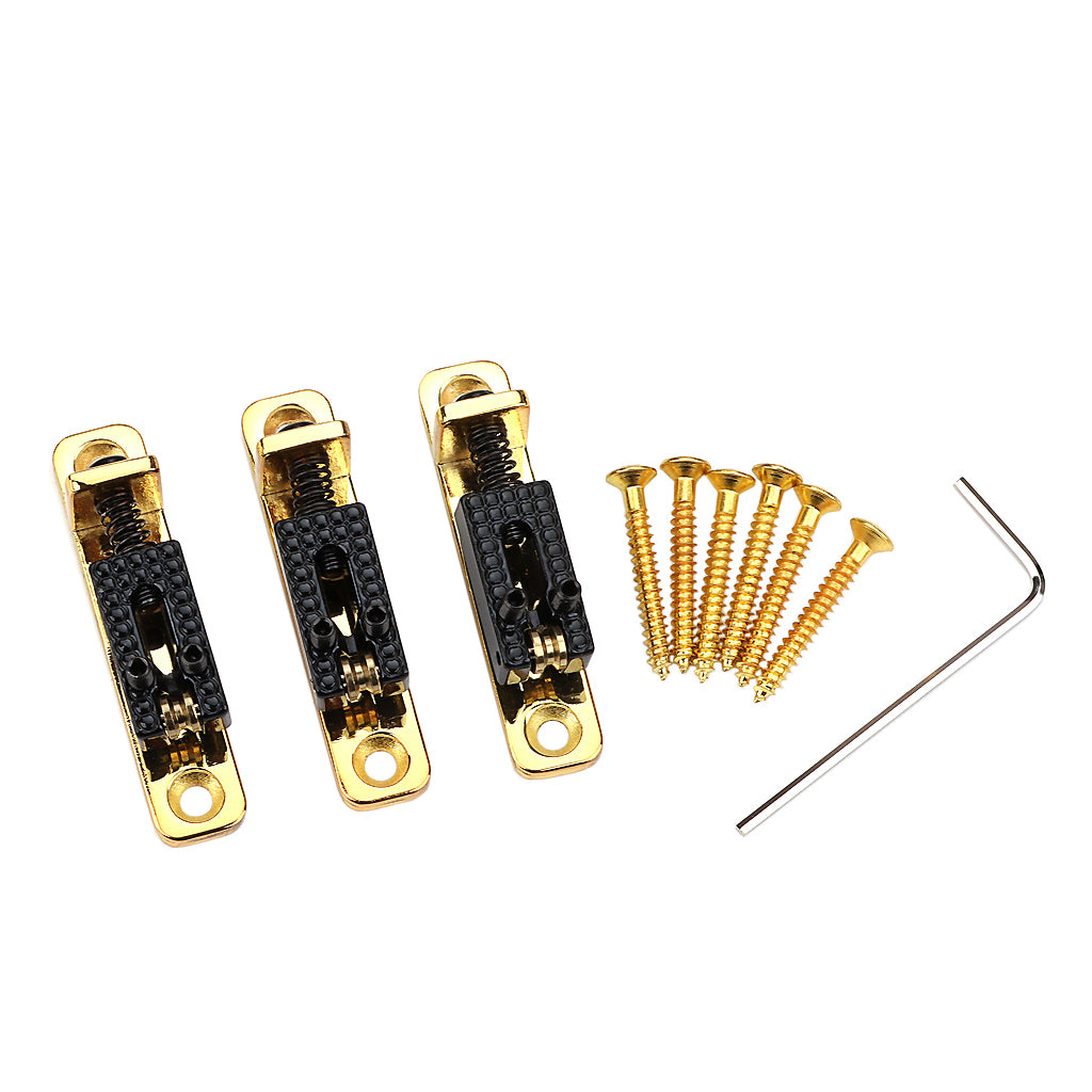 3Pcs/Set Individual Single Roller Saddle Guitar Bridge for Electric Guitar Gold