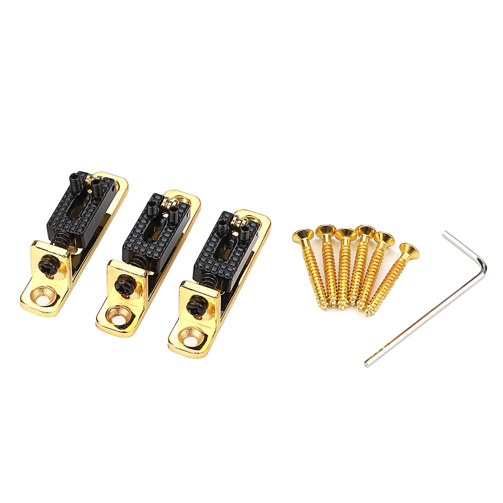3Pcs/Set Individual Single Roller Saddle Guitar Bridge for Electric Guitar Gold