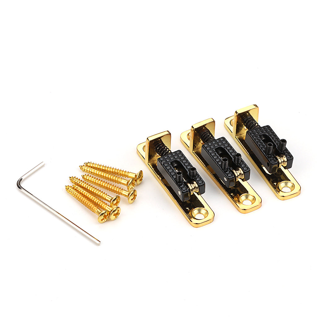 3Pcs/Set Individual Single Roller Saddle Guitar Bridge for Electric Guitar Gold
