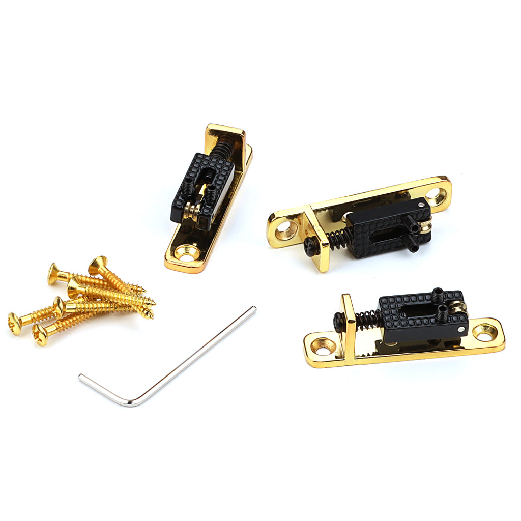 3Pcs/Set Individual Single Roller Saddle Guitar Bridge for Electric Guitar Gold