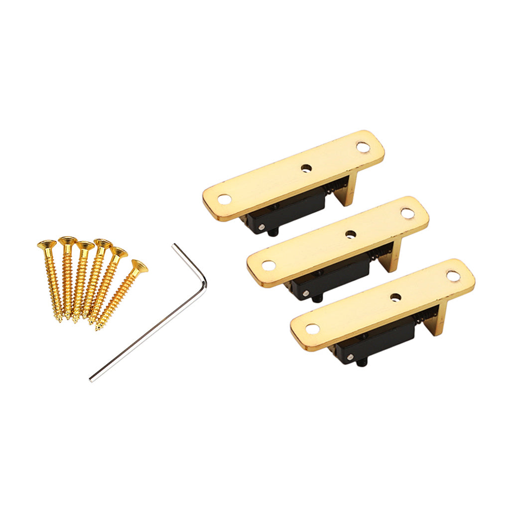 3Pcs/Set Individual Single Roller Saddle Guitar Bridge for Electric Guitar Gold