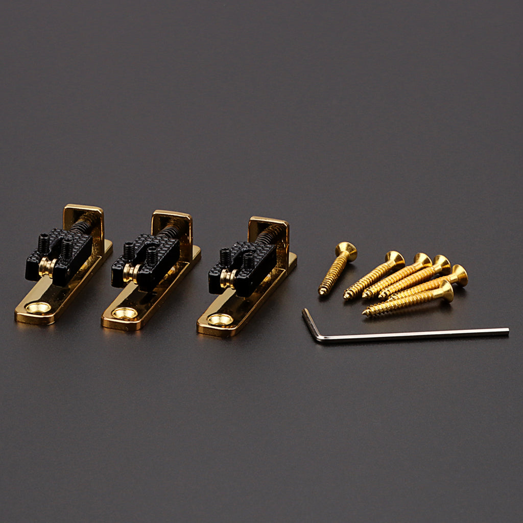 3Pcs/Set Individual Single Roller Saddle Guitar Bridge for Electric Guitar Gold