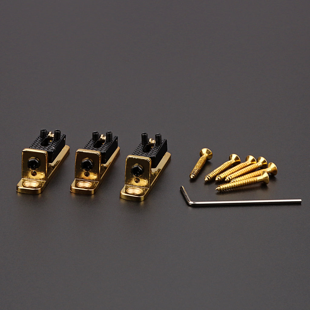 3Pcs/Set Individual Single Roller Saddle Guitar Bridge for Electric Guitar Gold