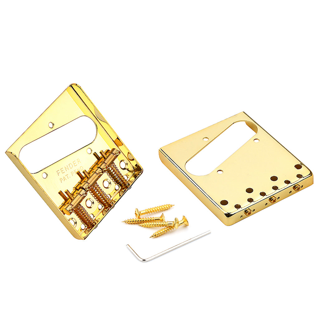 54mm Vintage Telecaster Bridge Brass 3-Saddles for Tele TL Style Electric Guitar Gold
