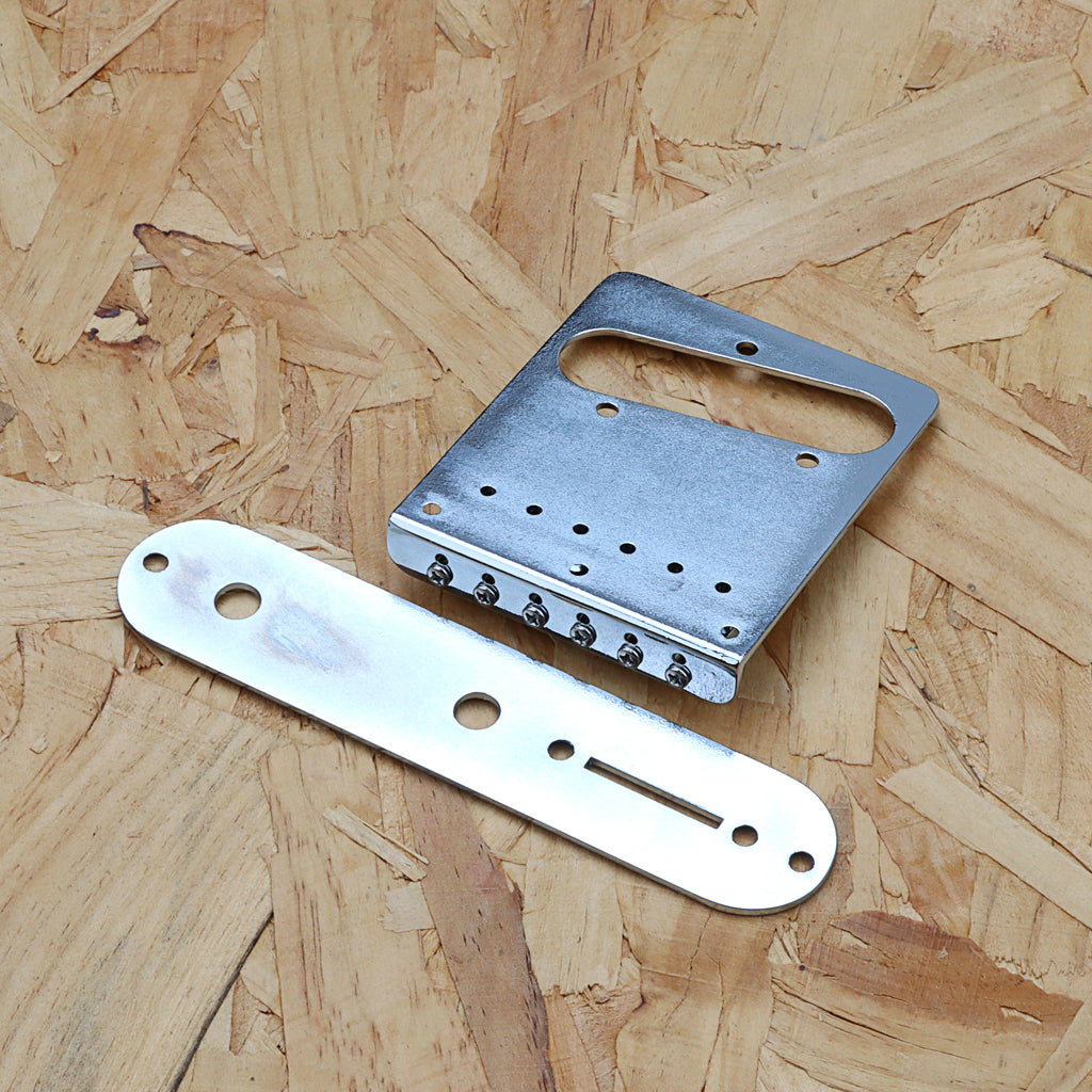 6 String Roller Saddle Bridge and Control Plate with Carving Decorative Pattern for TL Electric Guitar Parts
