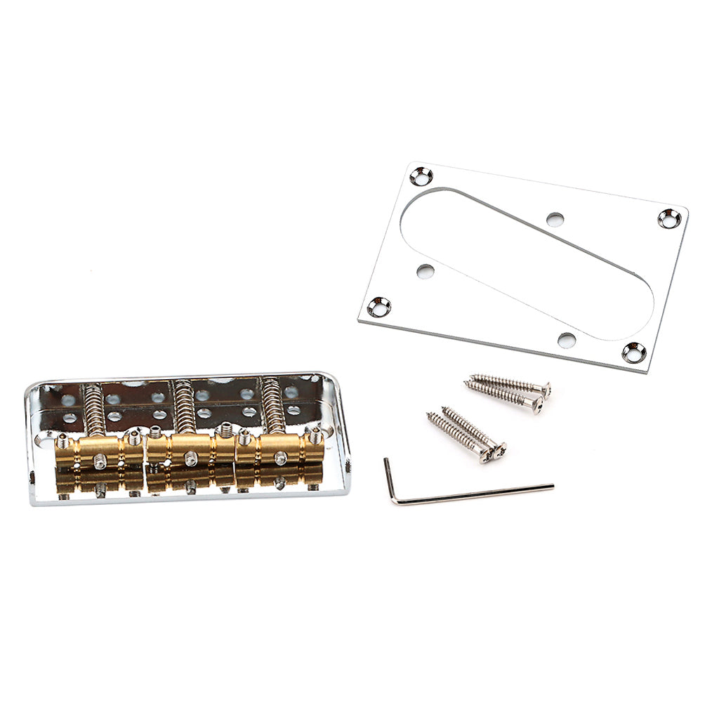 Short Tele Bridge Brass 3-Saddles for TL Style Chrome Electric Guitar Bridge