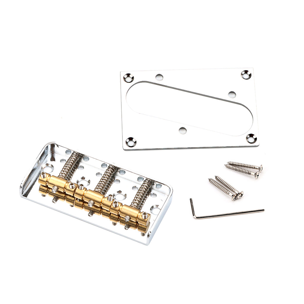 Short Tele Bridge Brass 3-Saddles for TL Style Chrome Electric Guitar Bridge