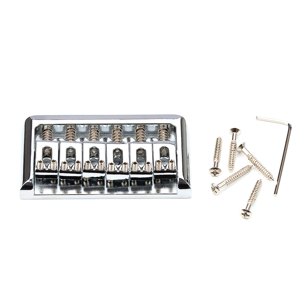 6 String Fixed Hardtail Bridge for Strat Tele Electric Guitar Replacement Chrome