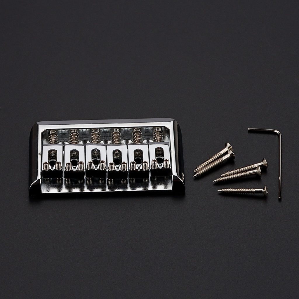 6 String Fixed Hardtail Bridge for Strat Tele Electric Guitar Replacement Chrome