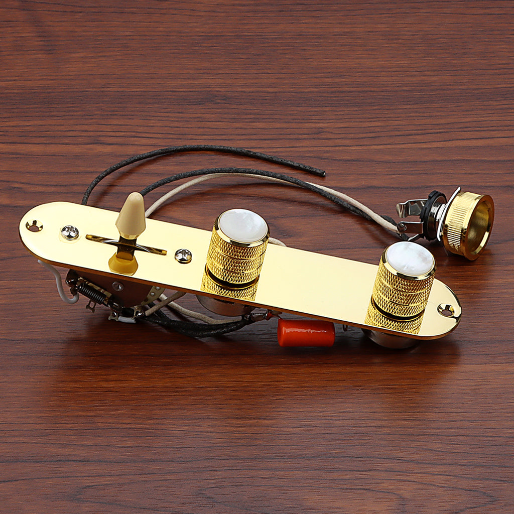Fully Loaded Control Plate Pre-Wired 3-Way Control Plate with Wiring Harness for Telecaster Electric Guitar Gold