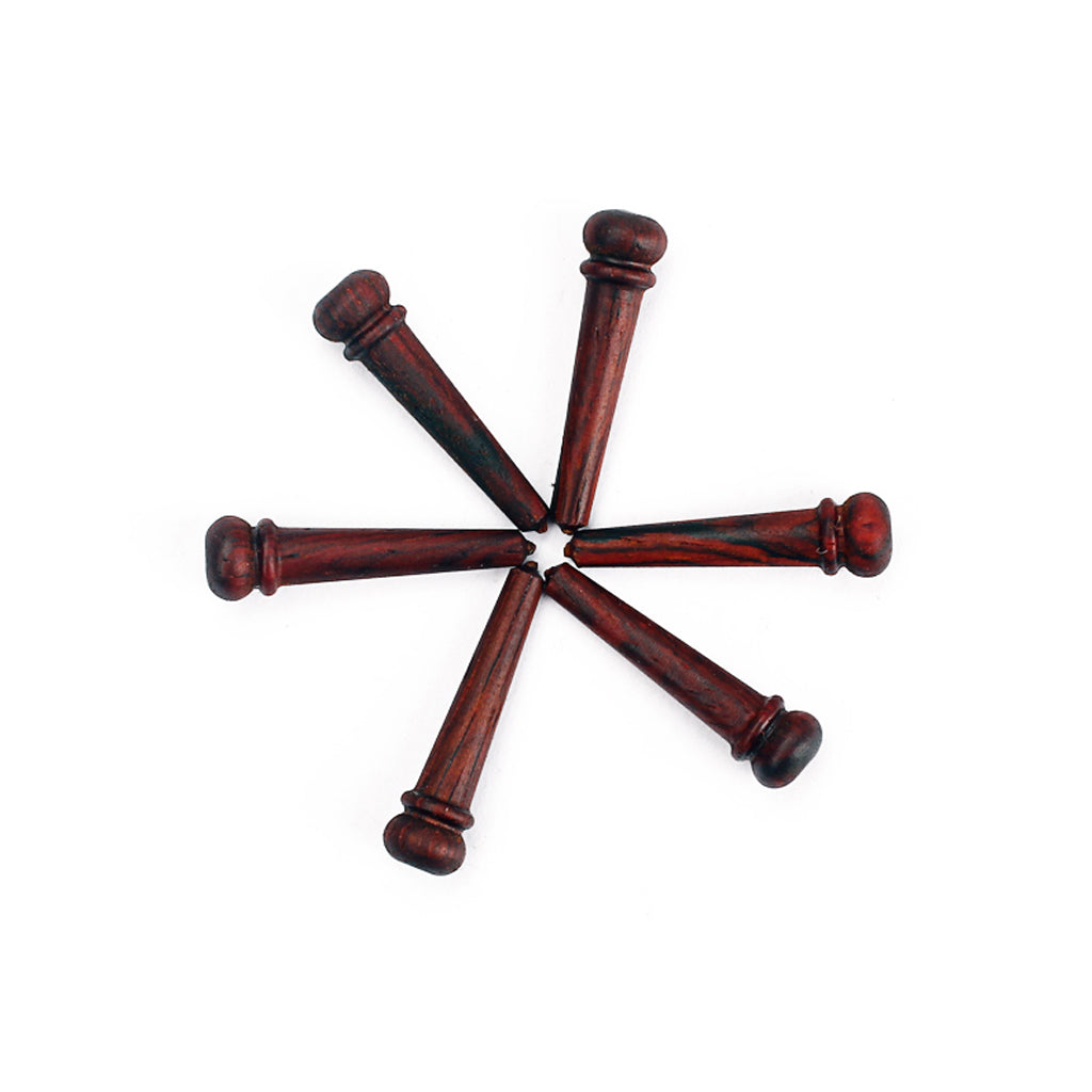 6x red wood Bridge Pin With 4mm Golden Classical Style Dot Acoustic Guitar