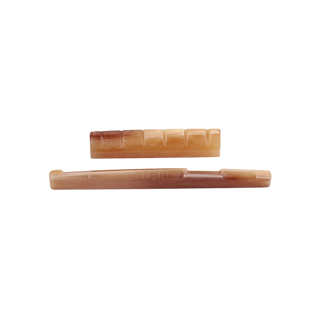 2pcs/Set Camel Bone Guitar Bridge Saddle and Nut for Folk Acoustic Guitar Made of Real Bone