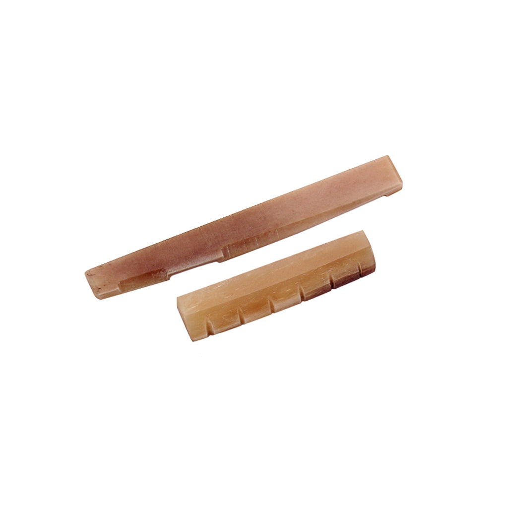 2pcs/Set Camel Bone Guitar Bridge Saddle and Nut for Folk Acoustic Guitar Made of Real Bone