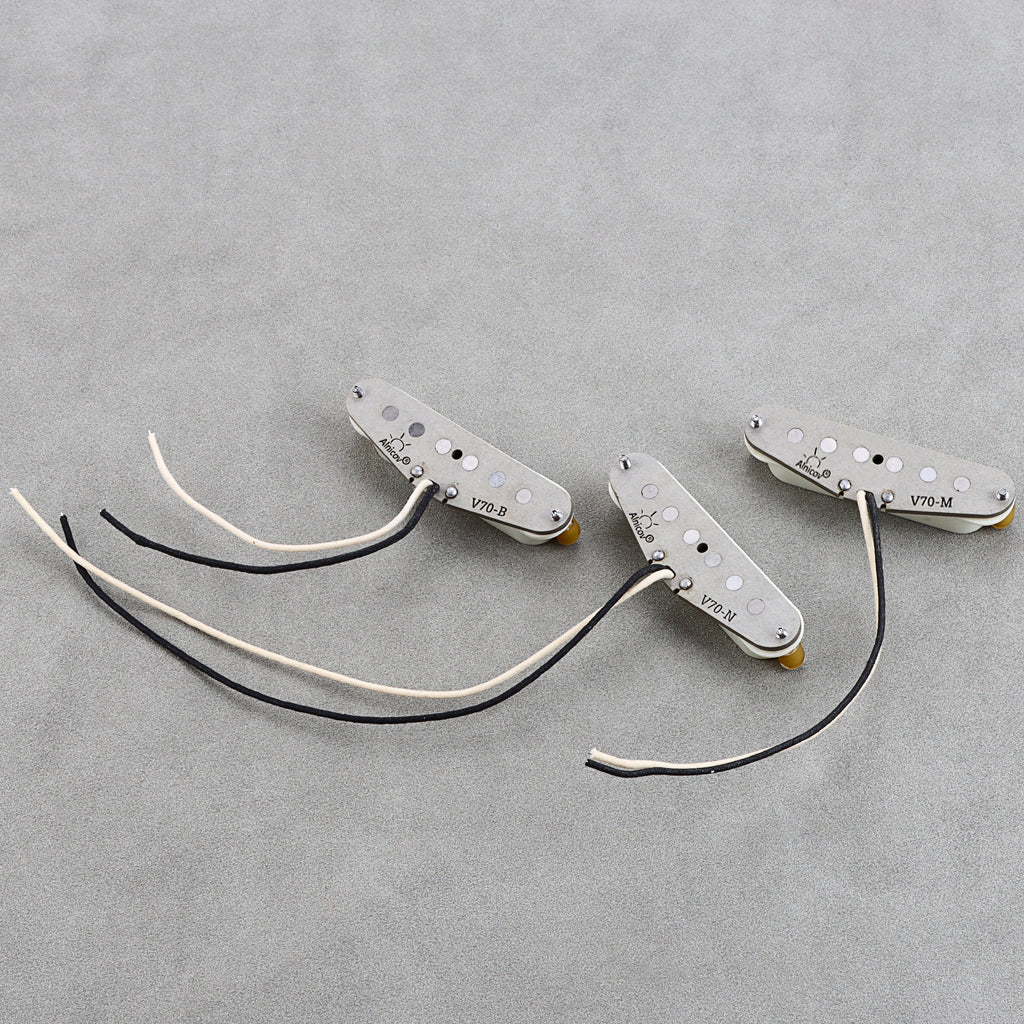 Vintage V70 SSS Alnico 5 Guitar Pickups Guitar Neck/Middle/Bridge Pickup for Strat Style Guitars,Aged White