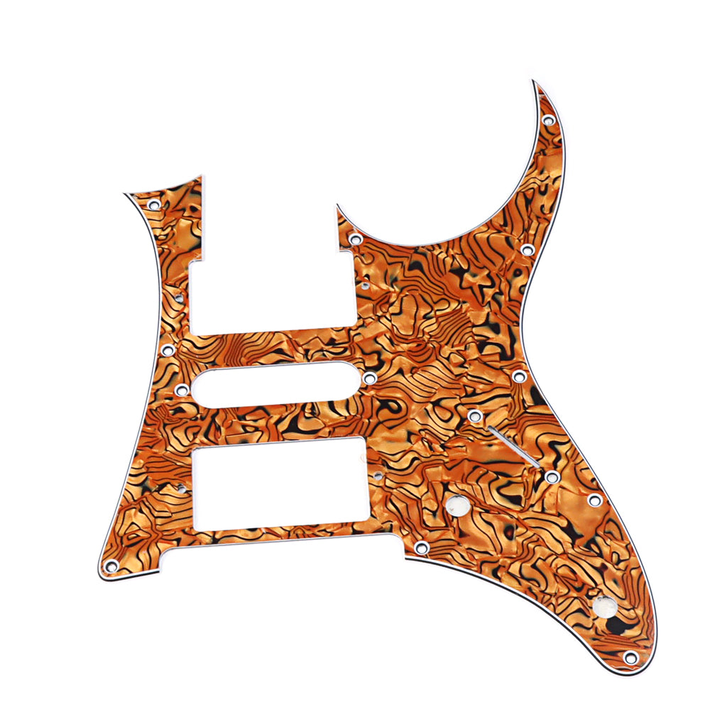 10 Holes HSH Guitar Pickguard Scratch Plate for Electric Guitar Parts, 3Ply Brown Pearl Shell