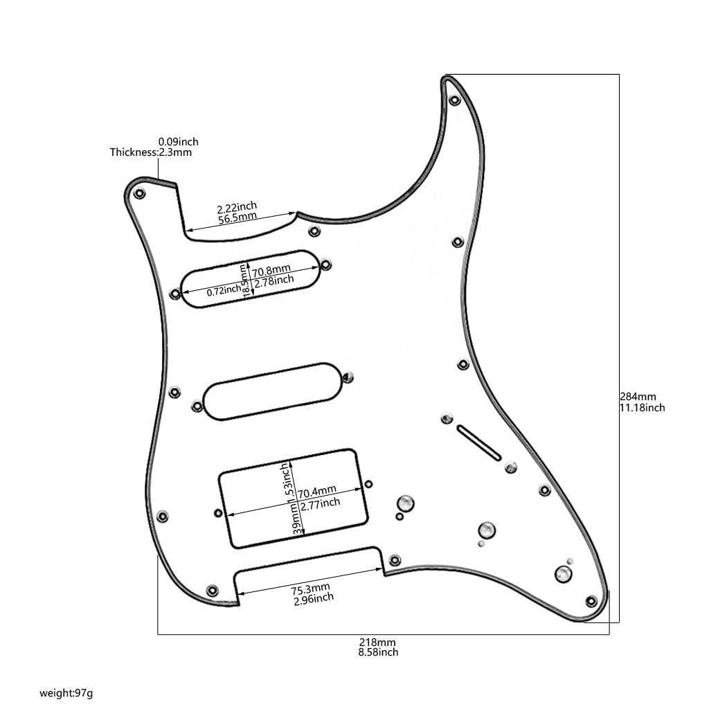 Set of 12 Holes Guitar Pickguard HH Scratch Plate for USA ST Style Guitar Accessories
