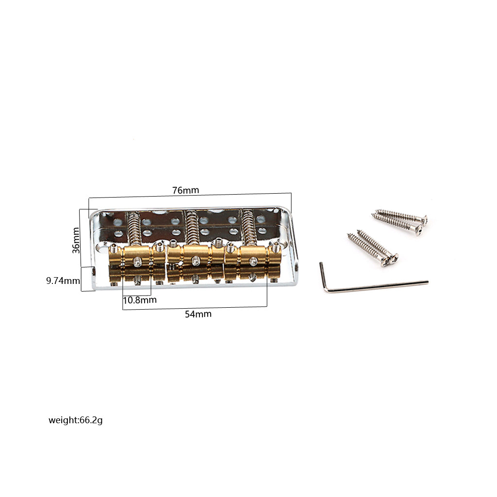 Short Tele Bridge Brass 3-Saddles for TL Style Chrome Electric Guitar Bridge