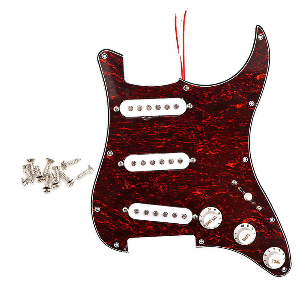 Pre-wired SSS Guitar Loaded Pickguard for Strat Style Electric Guitar Red Tortoise 3Ply