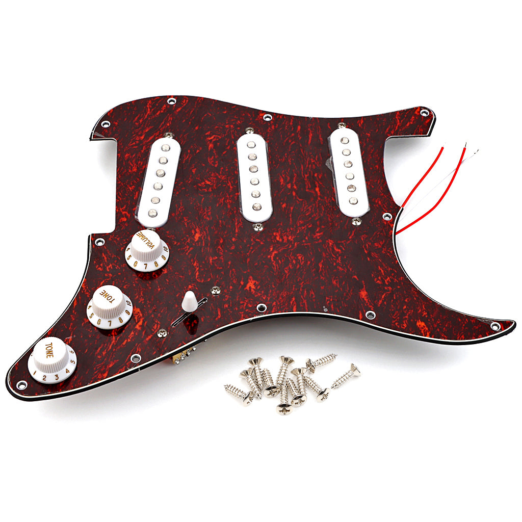 Pre-wired SSS Guitar Loaded Pickguard for Strat Style Electric Guitar Red Tortoise 3Ply