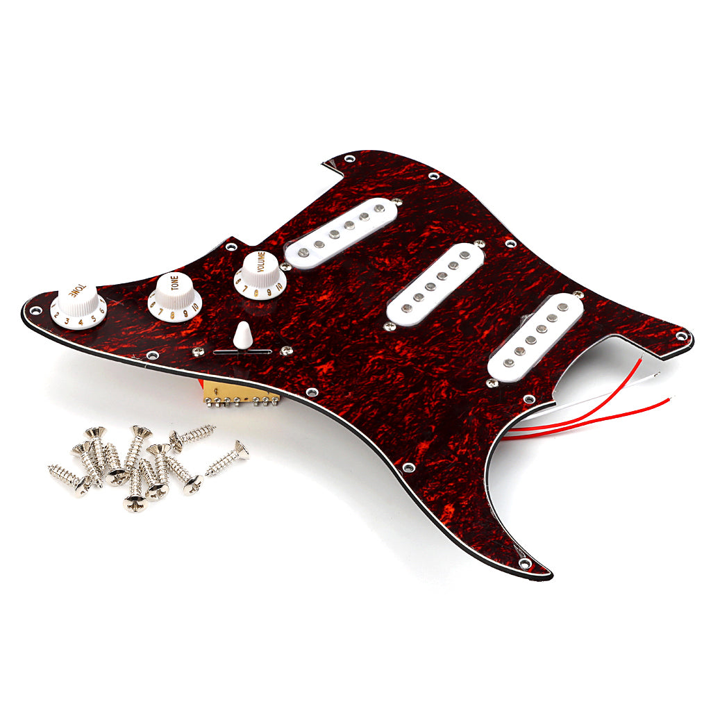 Pre-wired SSS Guitar Loaded Pickguard for Strat Style Electric Guitar Red Tortoise 3Ply