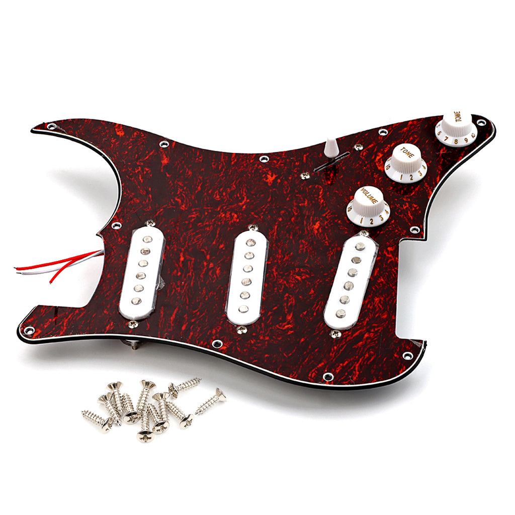 Pre-wired SSS Guitar Loaded Pickguard for Strat Style Electric Guitar Red Tortoise 3Ply