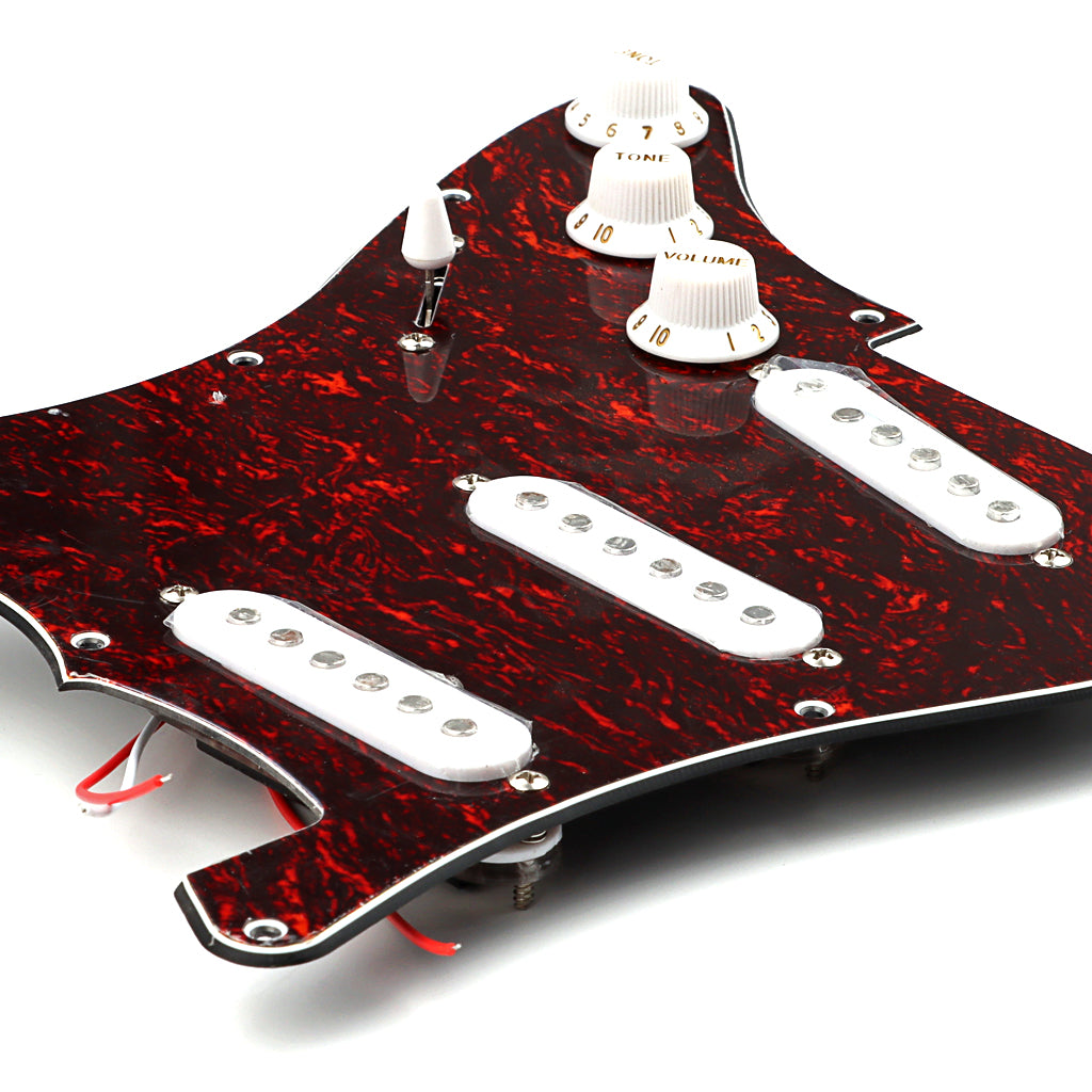 Pre-wired SSS Guitar Loaded Pickguard for Strat Style Electric Guitar Red Tortoise 3Ply