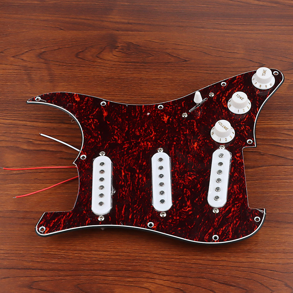 Pre-wired SSS Guitar Loaded Pickguard for Strat Style Electric Guitar Red Tortoise 3Ply
