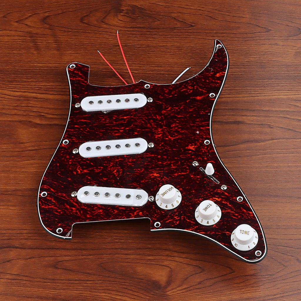 Pre-wired SSS Guitar Loaded Pickguard for Strat Style Electric Guitar Red Tortoise 3Ply