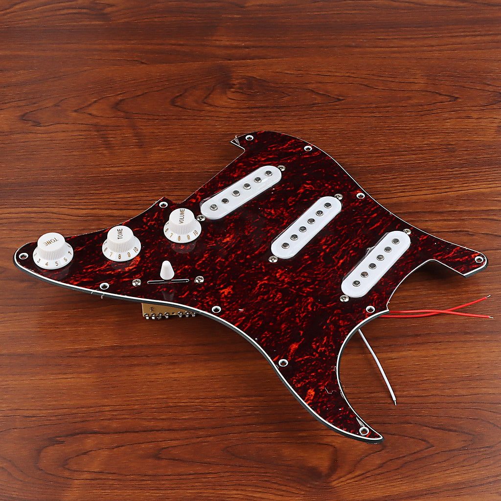 Pre-wired SSS Guitar Loaded Pickguard for Strat Style Electric Guitar Red Tortoise 3Ply