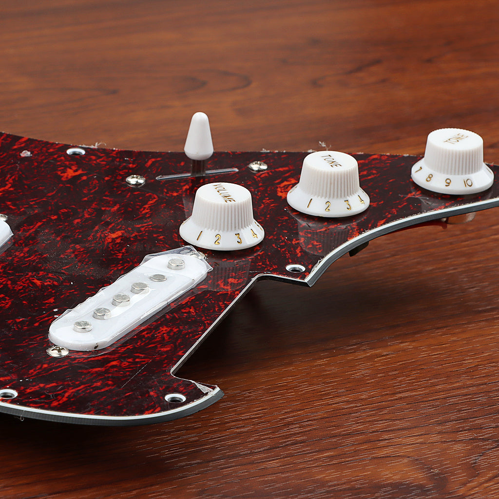 Pre-wired SSS Guitar Loaded Pickguard for Strat Style Electric Guitar Red Tortoise 3Ply