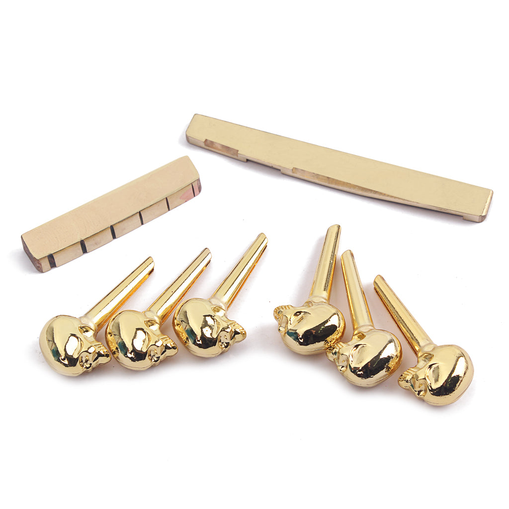 UNIVERSAL FIT Brass NUT / SADDLE/Bridge pins Set for Acoustic Guitar