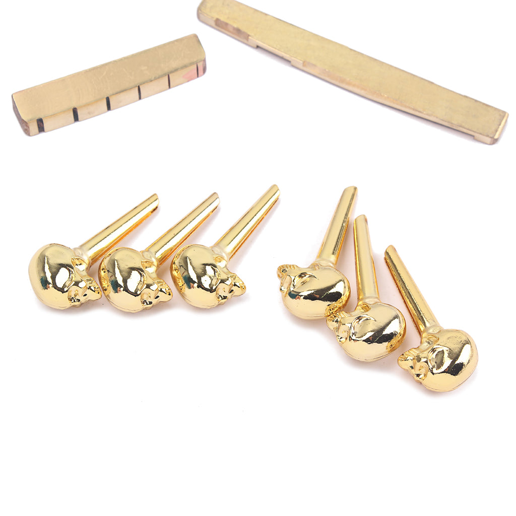 UNIVERSAL FIT Brass NUT / SADDLE/Bridge pins Set for Acoustic Guitar