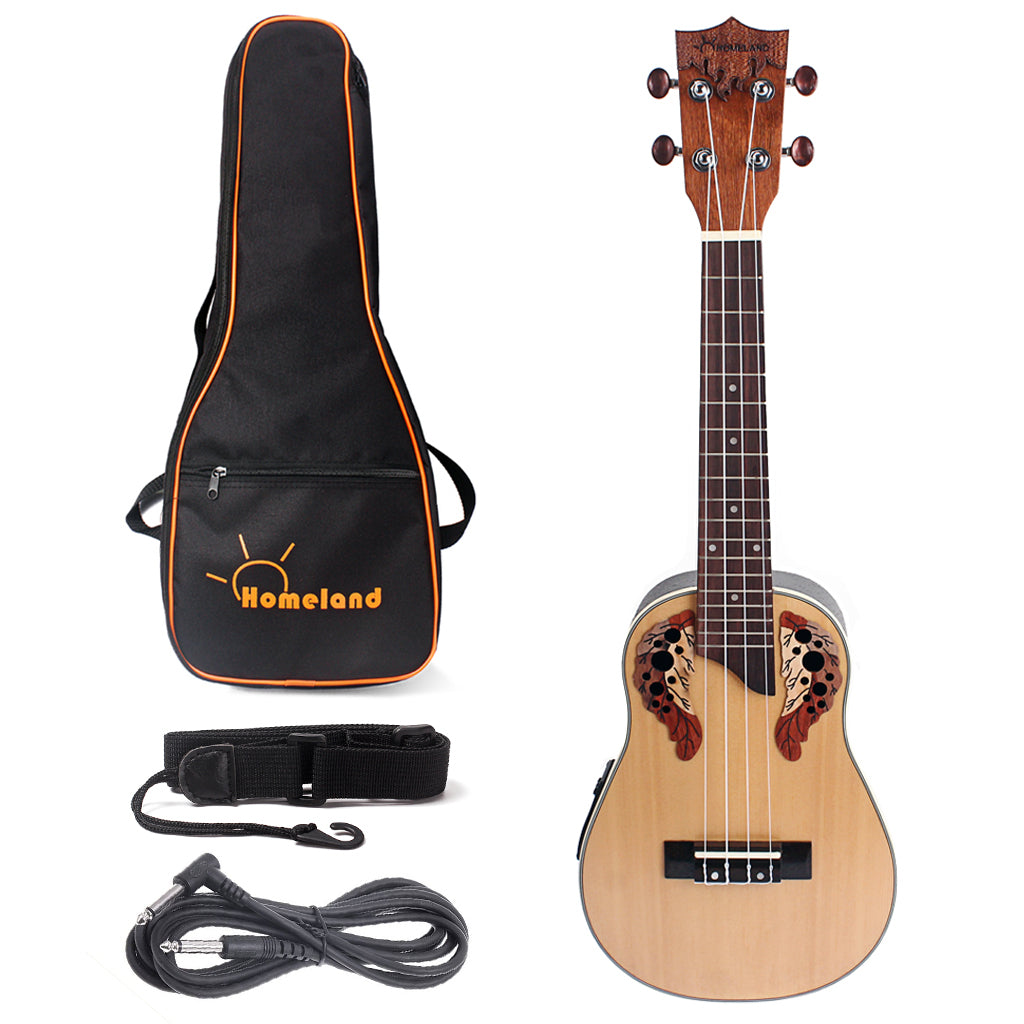 23 inch Compact Ukulele with Hawaiian Iische Spruce and Rosewood Ukulele Built-in EQ Bracket