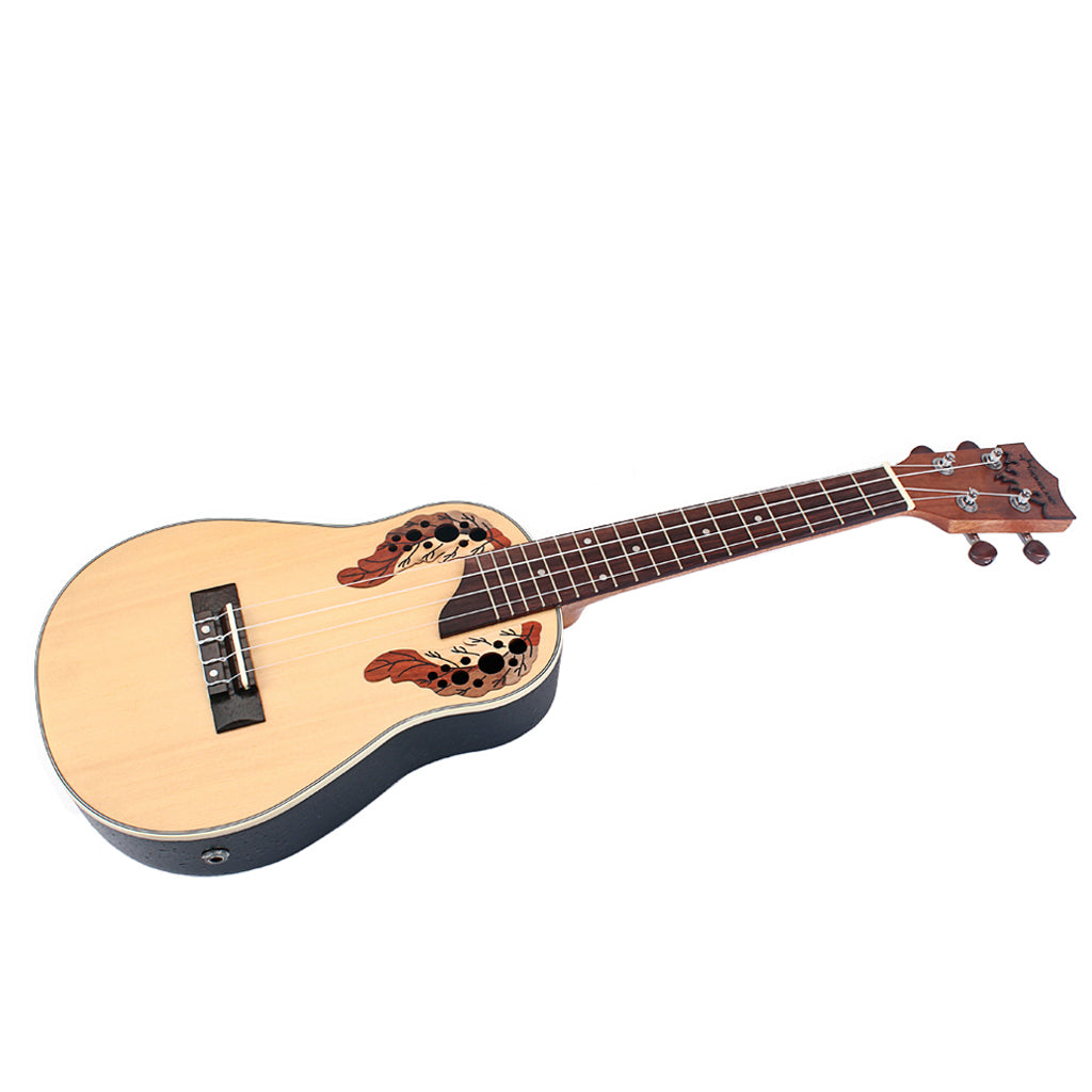 23 inch Compact Ukulele with Hawaiian Iische Spruce and Rosewood Ukulele Built-in EQ Bracket