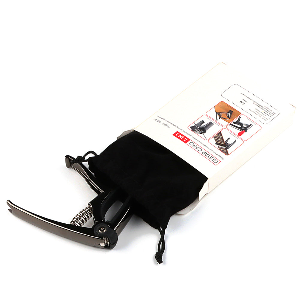 4 in 1 Guitar Capo String Cutter Bridge Pin Puller Guitar Pick Holder for Guitar Ukulele Bass Accessories Black