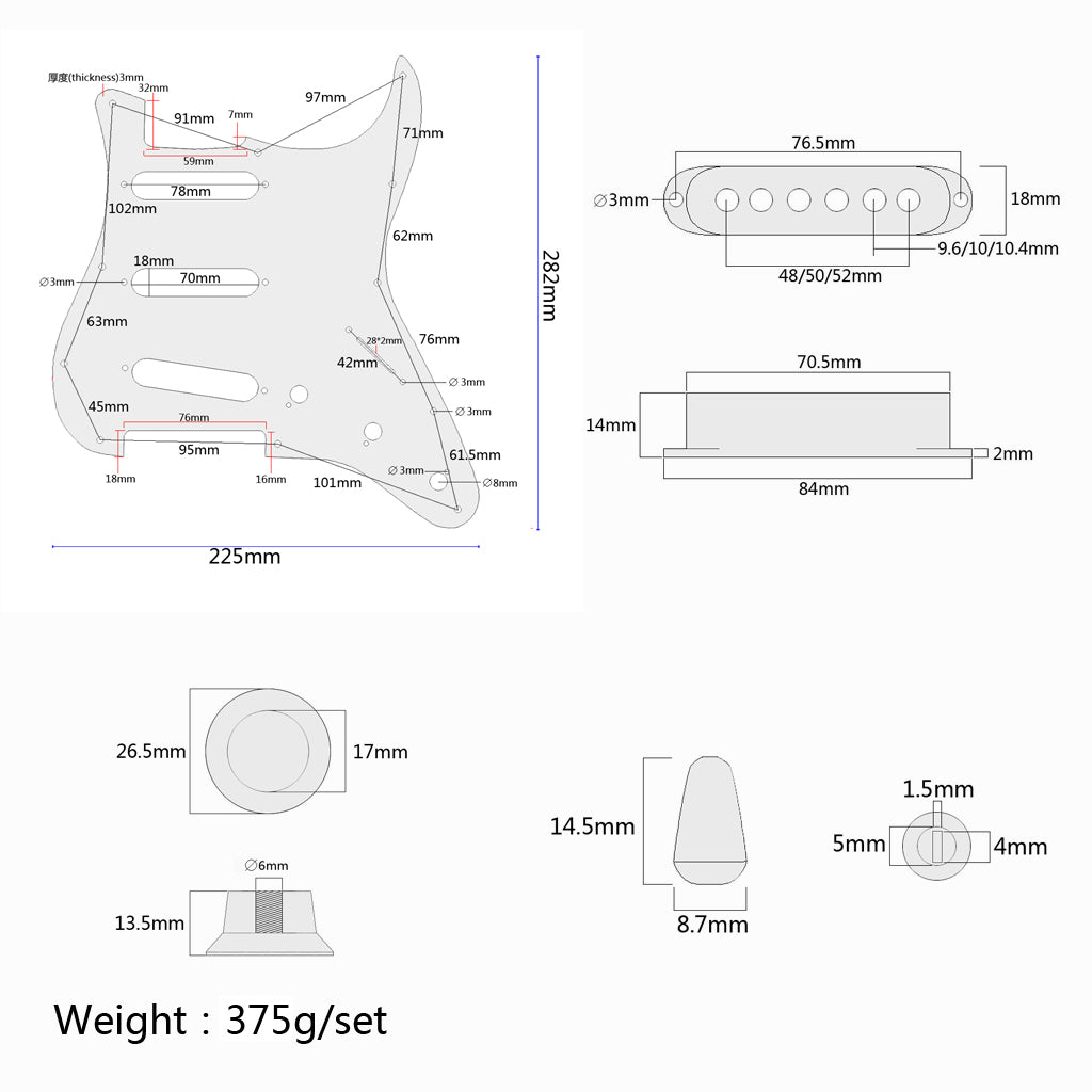 Generic Loaded SSS Pickguard 1ply 1V2T Acrylic mirror color