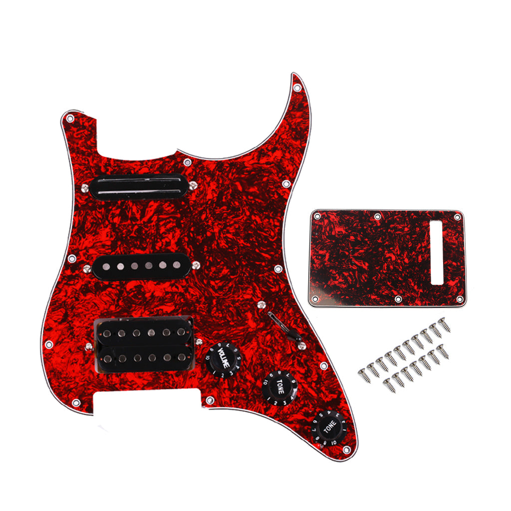 red tortoise Dual Rail and humbucker and single Pickups Loaded Prewired Pickguards for 11 Hole Electric Guitar