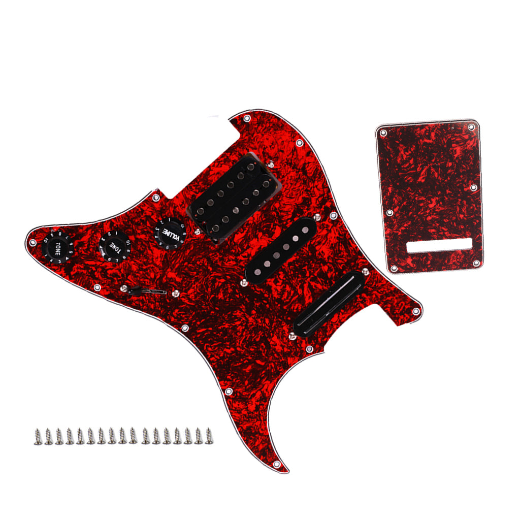 red tortoise Dual Rail and humbucker and single Pickups Loaded Prewired Pickguards for 11 Hole Electric Guitar