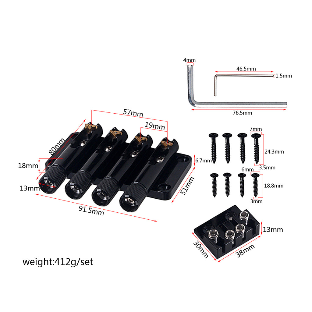 four strings headless bass bridge for bass guitar