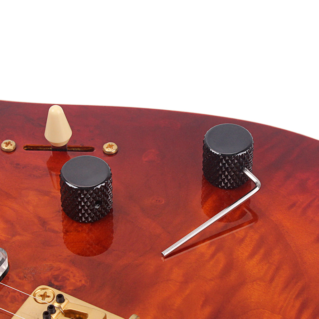 4 Pcs Electric Guitar And Bass Tone And Volume Metal Electronic Control Knobs Cap