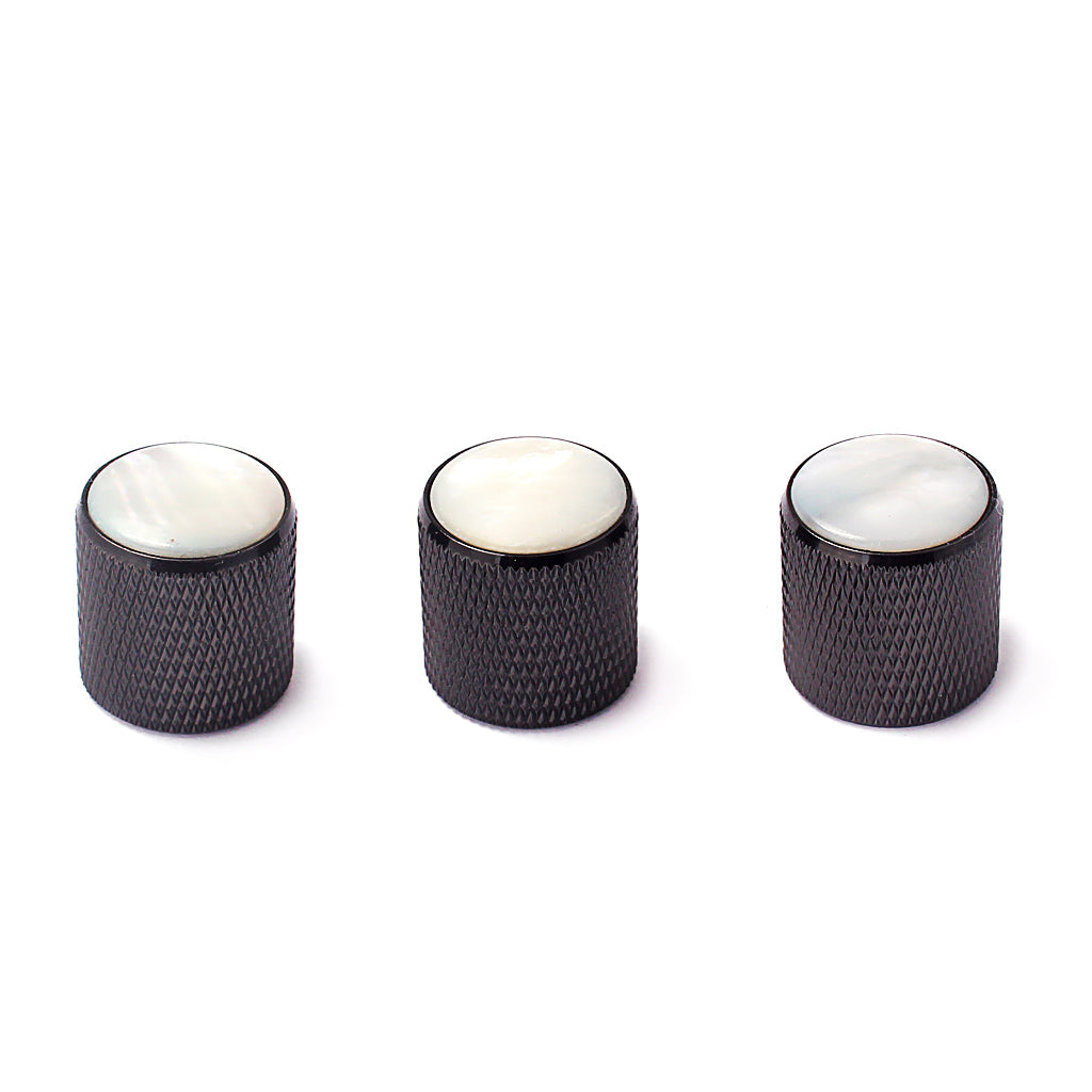 Volume Tone Control metal Knob Silver with Pearl White Top ETC Guitar Bass
