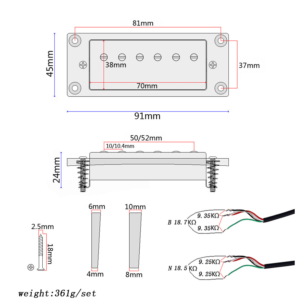 Guitar Humbucker Pickups for LP Electric Guitars with Mounting Screws
