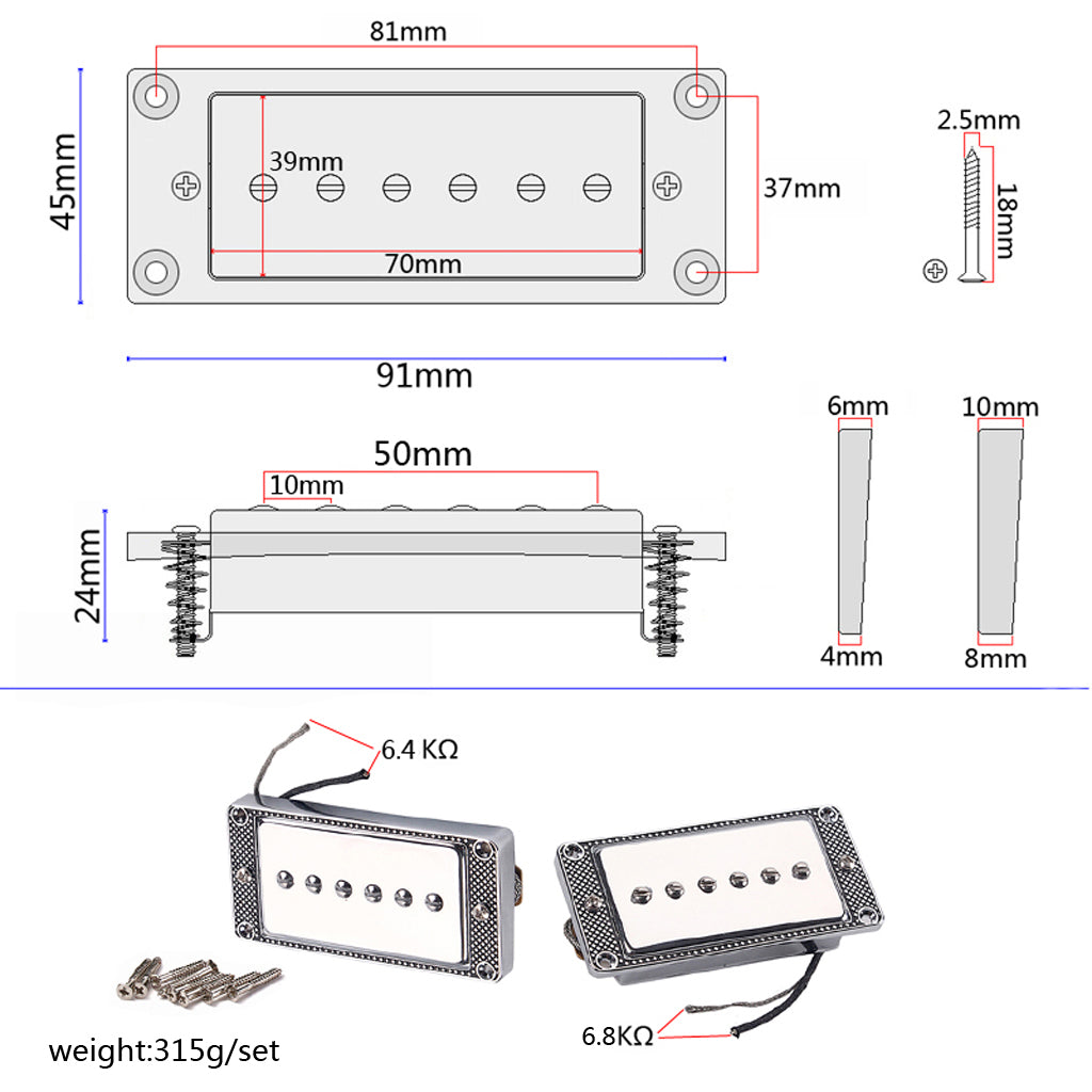 Guitar single Pickups for Electric Guitars with Mounting Screws