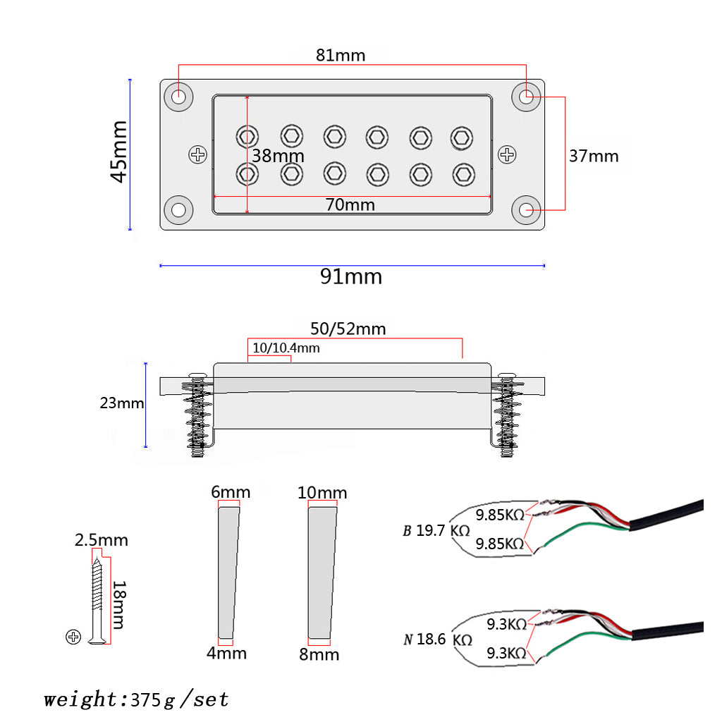 Guitar Humbucker Pickups for LP Electric Guitars with Mounting Screws