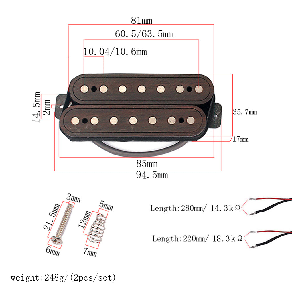 7 strings fiber alnico v neck and Bridge Pickup Humbucker Guitar
